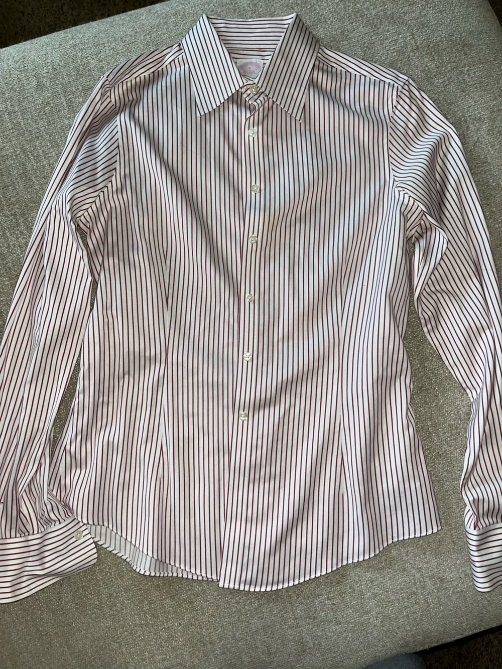 Brooks Brothers White Shirt with Burgundy Stripes